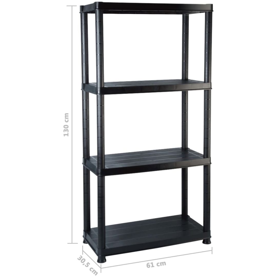 Förvaringshylla 4 hyllor svart plast vidaXL 61 x 30.5 x 130 cm – bild 7