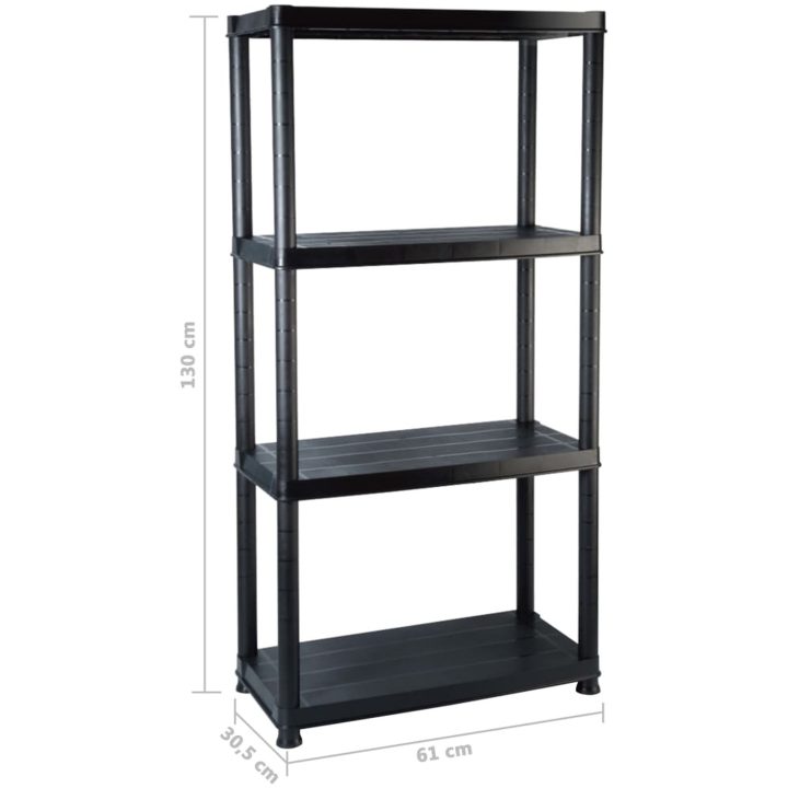 Förvaringshylla 4 hyllor svart plast vidaXL 61 x 30.5 x 130 cm – bild 7