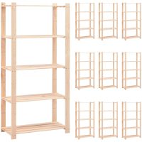 Förvaringshylla 5 hyllor 10 st 80x38x170 cm massiv furu 250 kg vidaXL