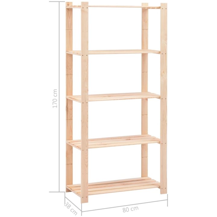 Förvaringshylla 5 hyllor 2 st 80x38x170 cm massiv furu 250 kg vidaXL – bild 8