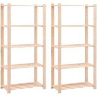 Förvaringshylla 5 hyllor 2 st 80x38x170 cm massiv furu 250 kg vidaXL