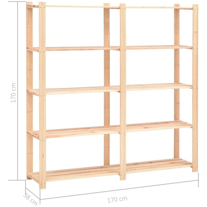 Förvaringshylla 5 hyllor 3 st 170x38x170 cm furu 500 kg vidaXL – bild 8