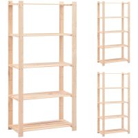 Förvaringshylla 5 hyllor 3 st 80x38x170 cm massiv furu 250 kg vidaXL