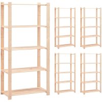 Förvaringshylla 5 hyllor 5 st 80x38x170 cm massiv furu 250 kg vidaXL