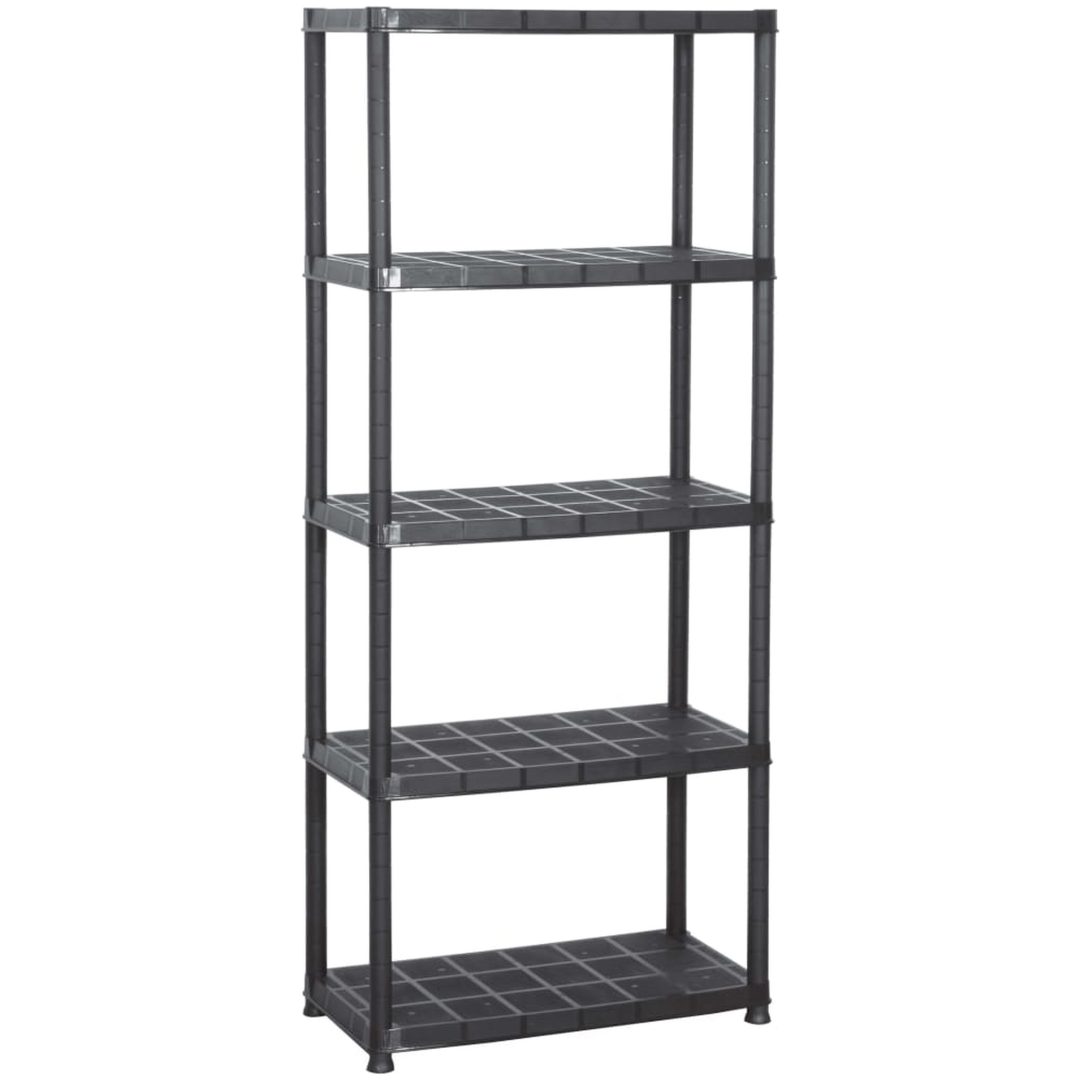 Förvaringshylla 5 hyllor svart plast vidaXL 71 x 38 x 170 cm – bild 2