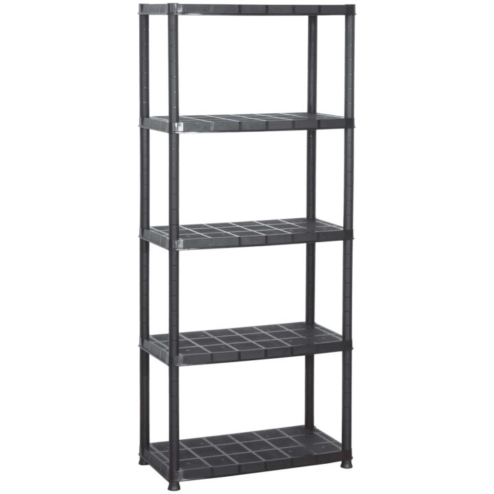 Förvaringshylla 5 hyllor svart plast vidaXL 71 x 38 x 170 cm – bild 2