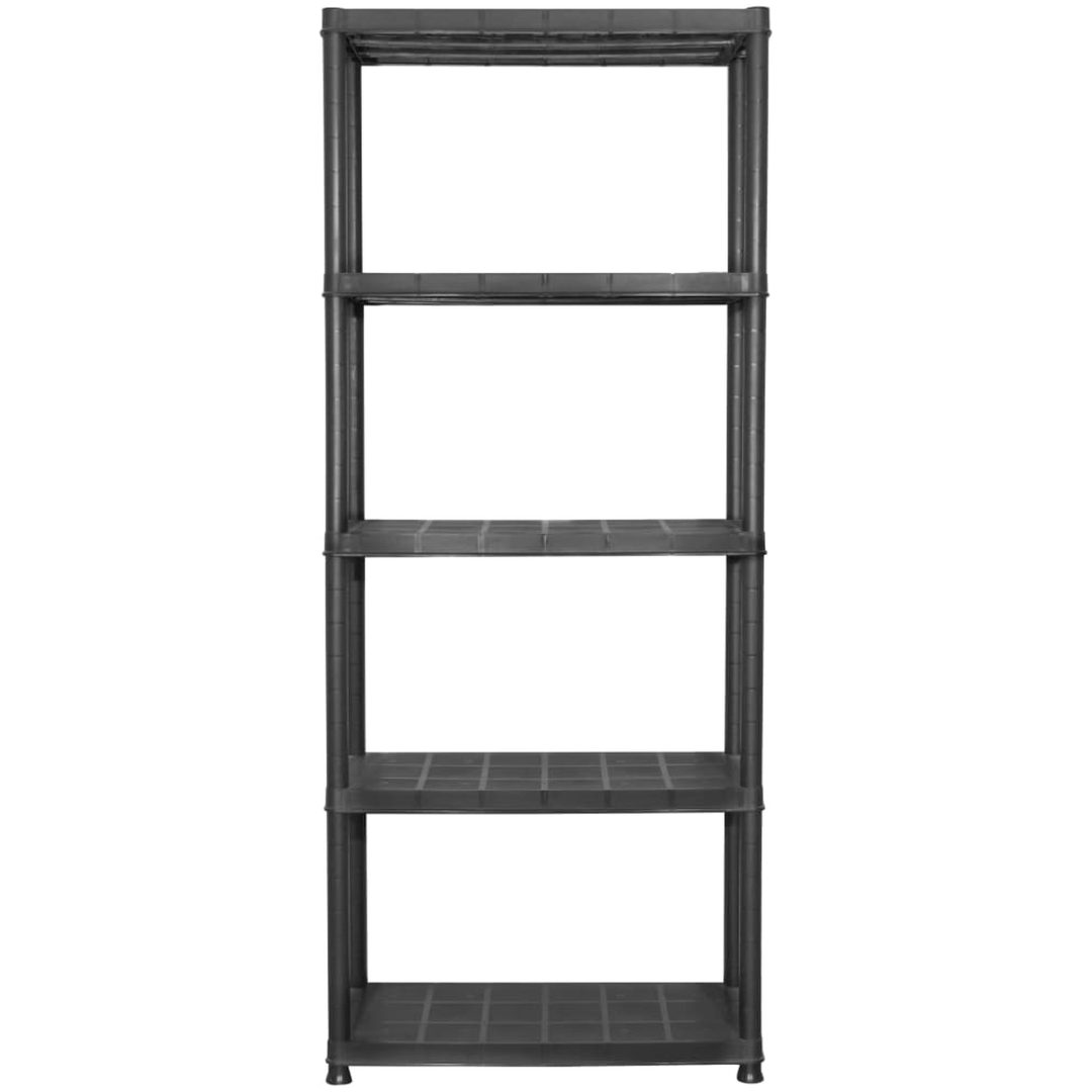 Förvaringshylla 5 hyllor svart plast vidaXL 71 x 38 x 170 cm – bild 3