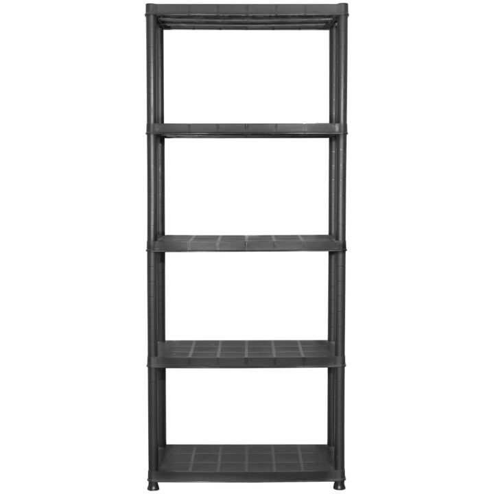 Förvaringshylla 5 hyllor svart plast vidaXL 71 x 38 x 170 cm – bild 3