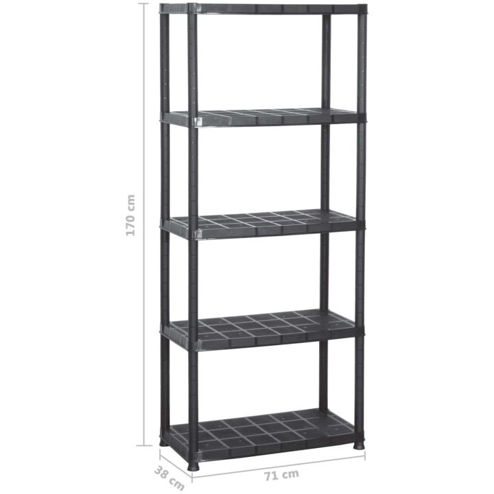 Förvaringshylla 5 hyllor svart plast vidaXL 71 x 38 x 170 cm – bild 5