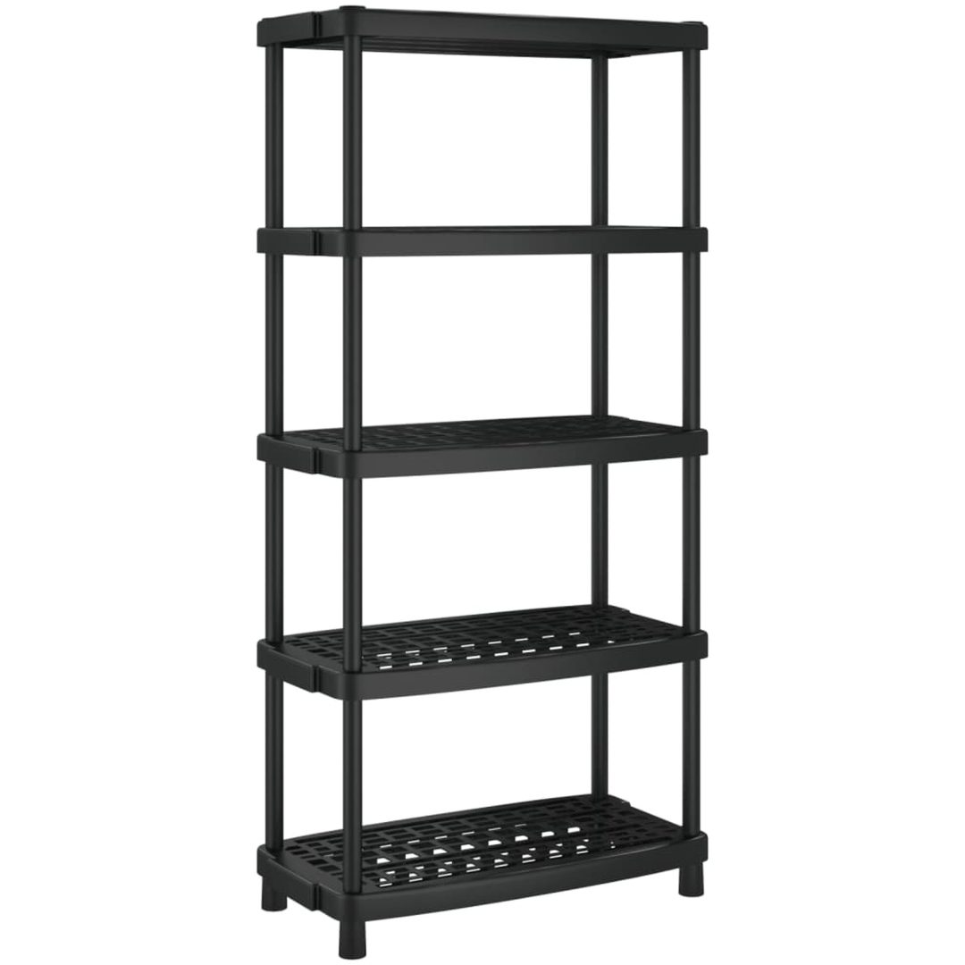 Förvaringshylla 5 hyllor svart PP vidaXL 93.5 x 45.5 x 194.5 cm – bild 5