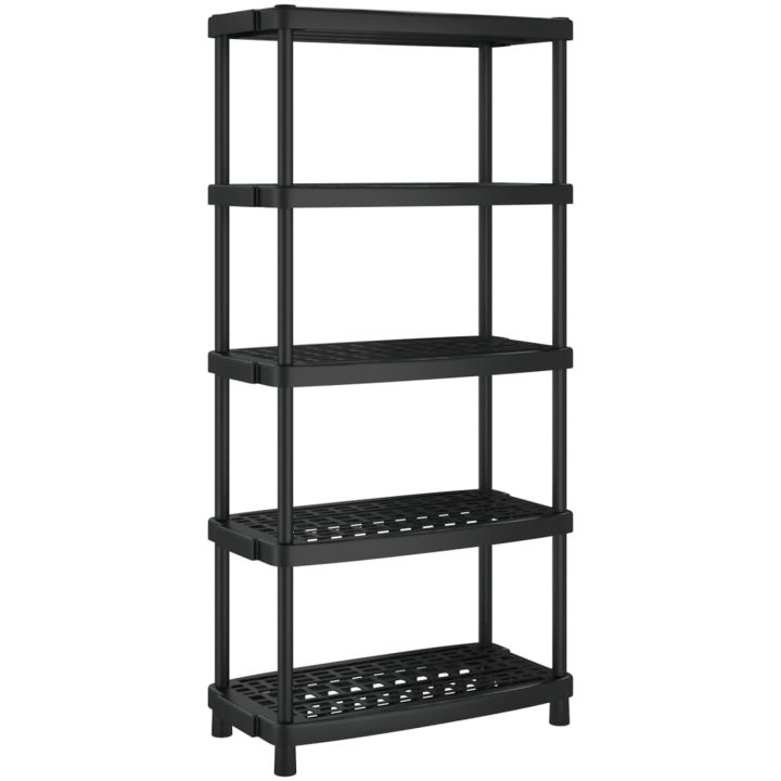 Förvaringshylla 5 hyllor svart PP vidaXL 93.5 x 45.5 x 194.5 cm – bild 5