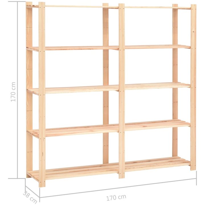Förvaringshylla 5 hyllplan 170x38x170 massiv furu 500 kg vidaXL – bild 7