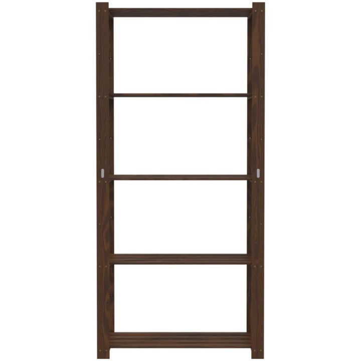 Förvaringshylla 5 hyllplan brun massiv furu vidaXL 80 x 38 x 170 cm – bild 3