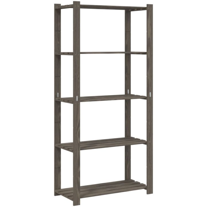Förvaringshylla 5 hyllplan grå massiv furu vidaXL 80 x 38 x 170 cm – bild 2