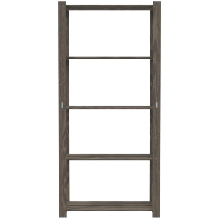 Förvaringshylla 5 hyllplan grå massiv furu vidaXL 80 x 38 x 170 cm – bild 3