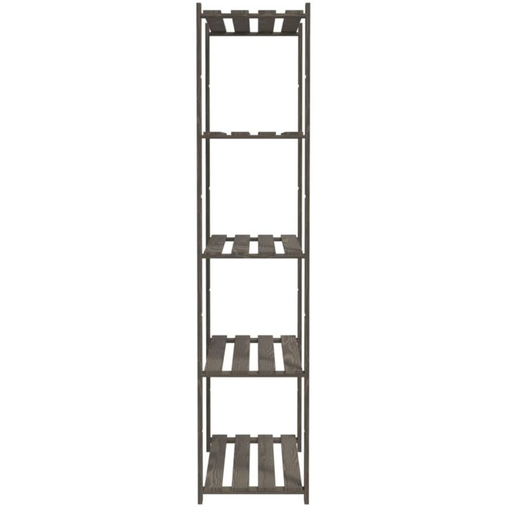 Förvaringshylla 5 hyllplan grå massiv furu vidaXL 80 x 38 x 170 cm – bild 4