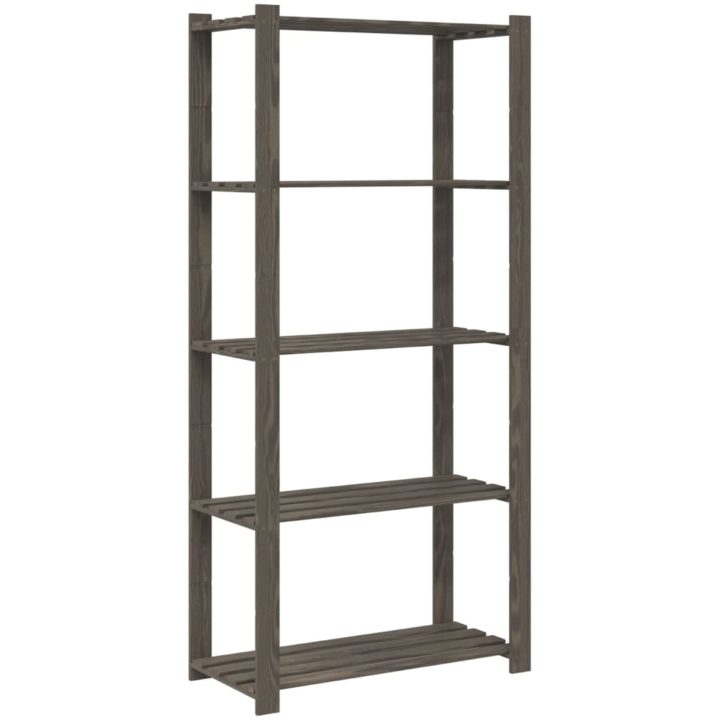 Förvaringshylla 5 hyllplan grå massiv furu vidaXL 80 x 38 x 170 cm – bild 5