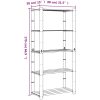 Förvaringshylla 5 hyllplan grå massiv furu vidaXL 80 x 38 x 170 cm – miniatyr 7