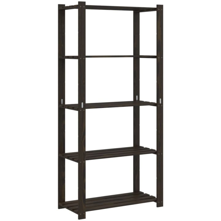 Förvaringshylla 5 hyllplan svart massiv furu vidaXL 80 x 38 x 170 cm – bild 2