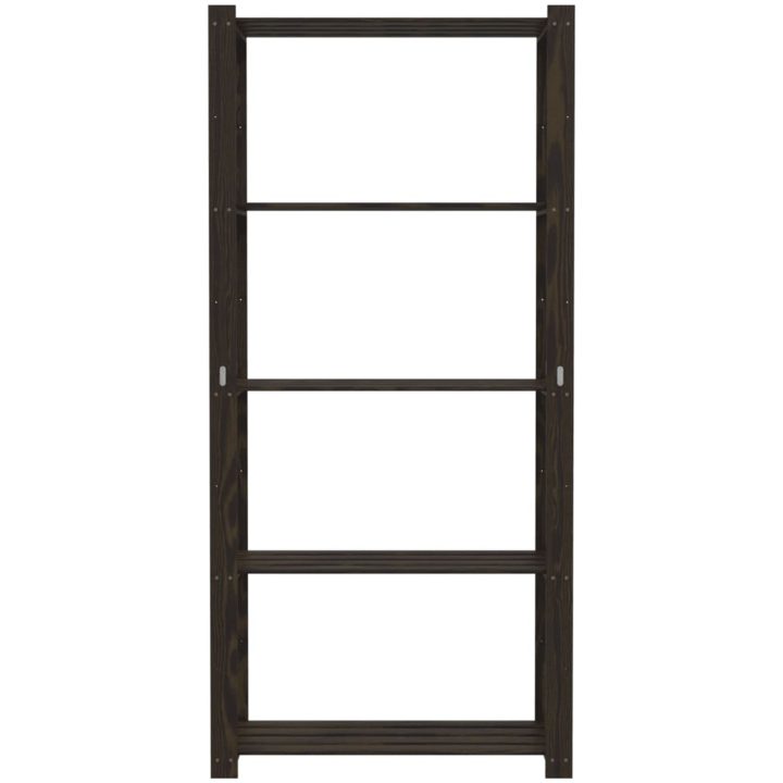 Förvaringshylla 5 hyllplan svart massiv furu vidaXL 80 x 38 x 170 cm – bild 3