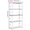 Förvaringshylla 5 hyllplan svart massiv furu vidaXL 80 x 38 x 170 cm – miniatyr 7