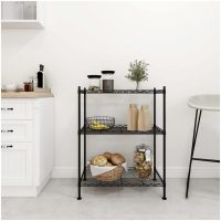 Förvaringshylla med 3 hyllplan 60x35x76 svart 150 kg vidaXL