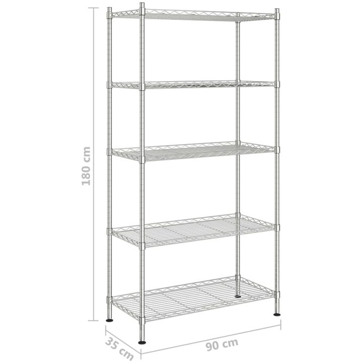 Förvaringshylla med 5 hyllplan krom 250 kg vidaXL 90 x 35 x 180 cm – bild 7