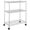 Förvaringshylla med hjul 3 hyllplan 60x35x81 krom 150 kg vidaXL 60 x 35 x 81 cm – miniatyr 2