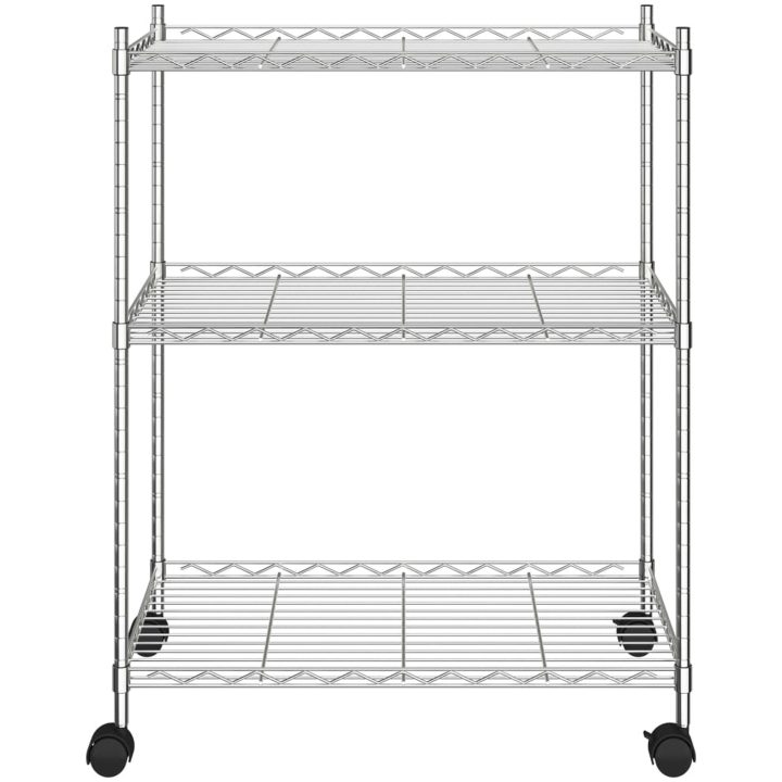 Förvaringshylla med hjul 3 hyllplan 60x35x81 krom 150 kg vidaXL 60 x 35 x 81 cm – bild 3