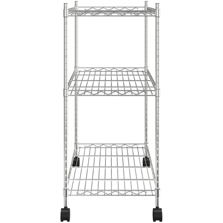 Förvaringshylla med hjul 3 hyllplan 60x35x81 krom 150 kg vidaXL 60 x 35 x 81 cm – bild 4