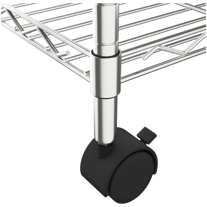 Förvaringshylla med hjul 3 hyllplan 60x35x81 krom 150 kg vidaXL 60 x 35 x 81 cm – bild 6