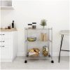 Förvaringshylla med hjul 3 hyllplan 60x35x81 krom 150 kg vidaXL 60 x 35 x 81 cm – miniatyr 1