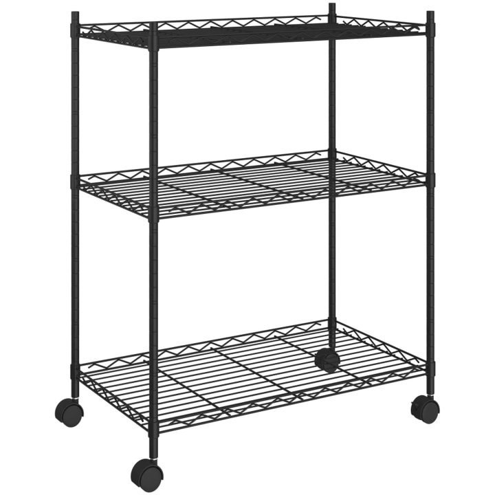 Förvaringshylla med hjul 3 hyllplan 60x35x81 svart 150 kg vidaXL 60 x 35 x 81 cm – bild 2