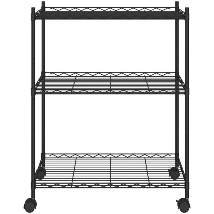 Förvaringshylla med hjul 3 hyllplan 60x35x81 svart 150 kg vidaXL 60 x 35 x 81 cm – bild 3