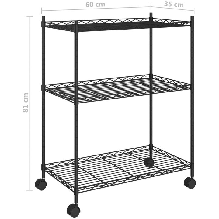 Förvaringshylla med hjul 3 hyllplan 60x35x81 svart 150 kg vidaXL 60 x 35 x 81 cm – bild 7