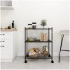 Förvaringshylla med hjul 3 hyllplan 60x35x81 svart 150 kg vidaXL 60 x 35 x 81 cm – miniatyr 1