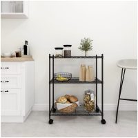 Förvaringshylla med hjul 3 hyllplan 60x35x81 svart 150 kg vidaXL