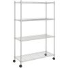 Förvaringshylla med hjul 4 hyllplan krom 200 kg vidaXL 90 x 35 x 142 cm – miniatyr 2