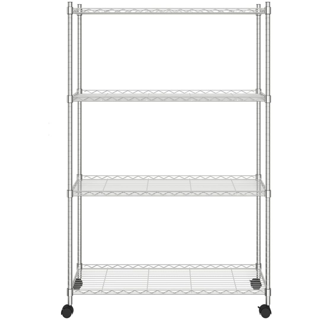 Förvaringshylla med hjul 4 hyllplan krom 200 kg vidaXL 90 x 35 x 142 cm – bild 3