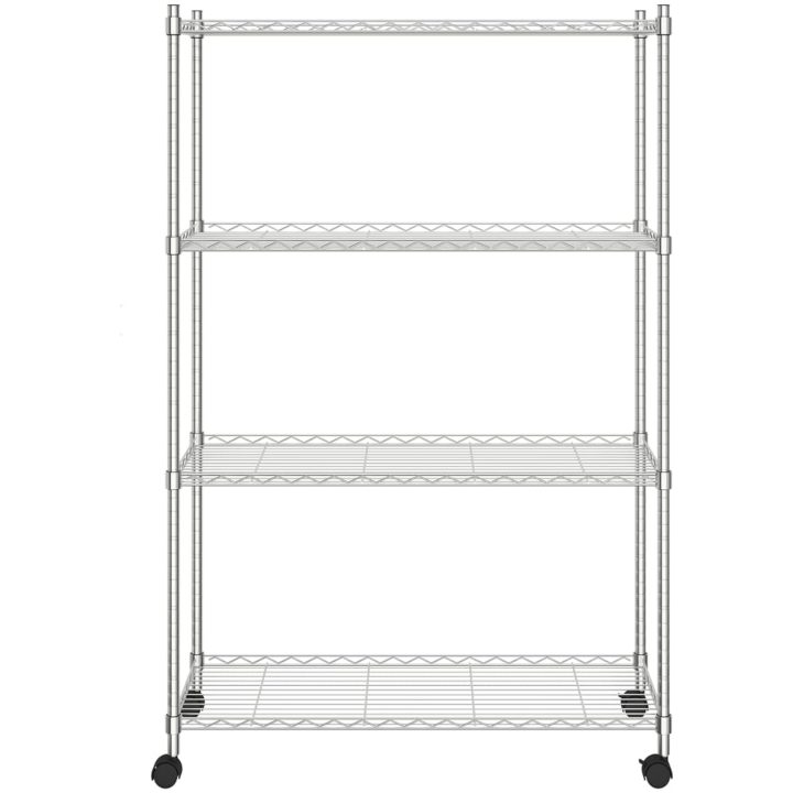 Förvaringshylla med hjul 4 hyllplan krom 200 kg vidaXL 90 x 35 x 142 cm – bild 3