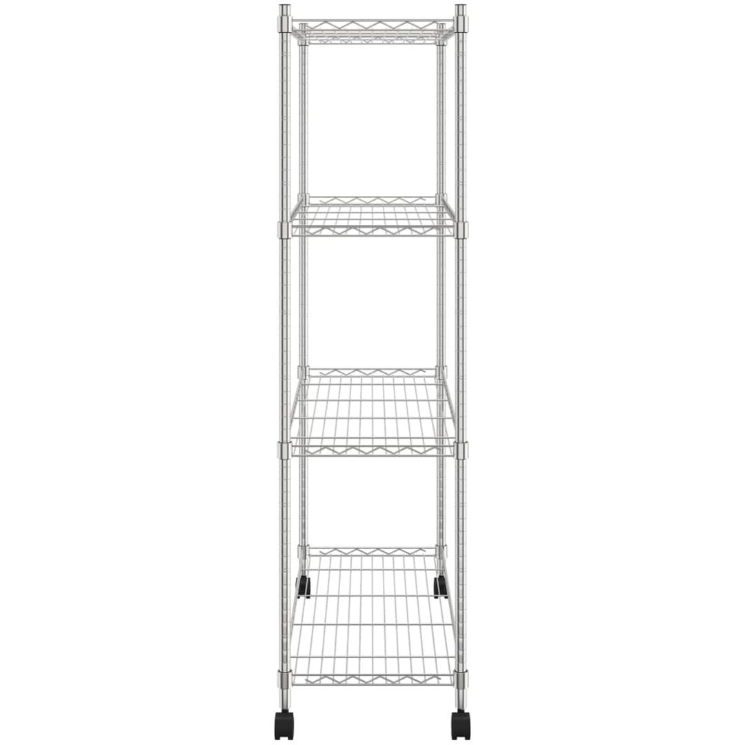Förvaringshylla med hjul 4 hyllplan krom 200 kg vidaXL 90 x 35 x 142 cm – bild 4