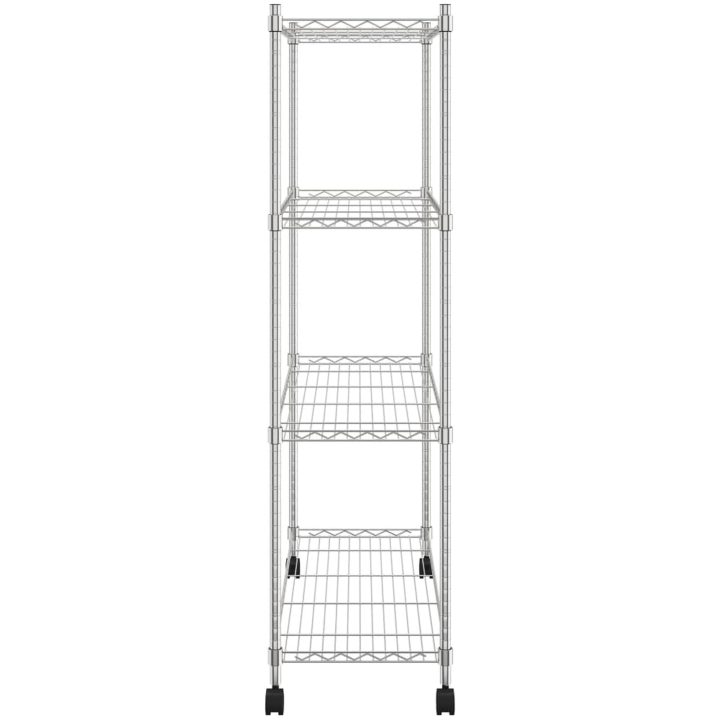 Förvaringshylla med hjul 4 hyllplan krom 200 kg vidaXL 90 x 35 x 142 cm – bild 4