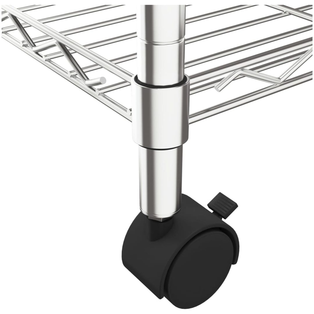 Förvaringshylla med hjul 4 hyllplan krom 200 kg vidaXL 90 x 35 x 142 cm – bild 6