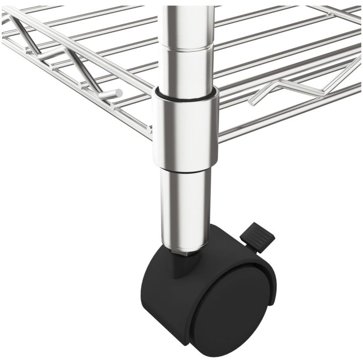 Förvaringshylla med hjul 4 hyllplan krom 200 kg vidaXL 90 x 35 x 142 cm – bild 6