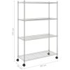 Förvaringshylla med hjul 4 hyllplan krom 200 kg vidaXL 90 x 35 x 142 cm – miniatyr 7