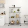 Förvaringshylla med hjul 4 hyllplan krom 200 kg vidaXL 90 x 35 x 142 cm – miniatyr 1