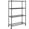 Förvaringshylla med hjul 4 hyllplan svart 200 kg vidaXL 90 x 35 x 142 cm – miniatyr 2
