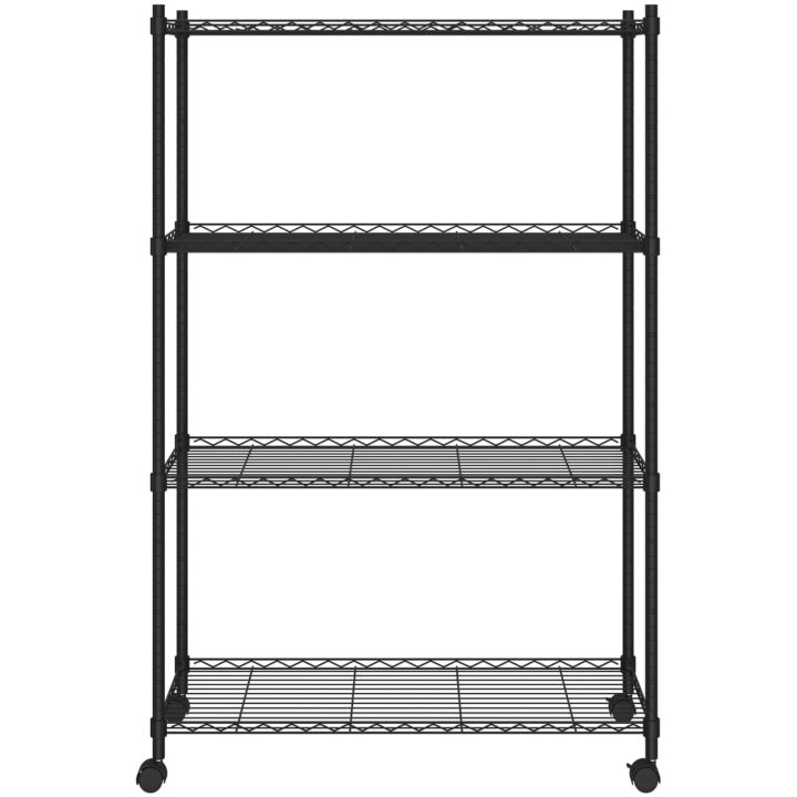Förvaringshylla med hjul 4 hyllplan svart 200 kg vidaXL 90 x 35 x 142 cm – bild 3