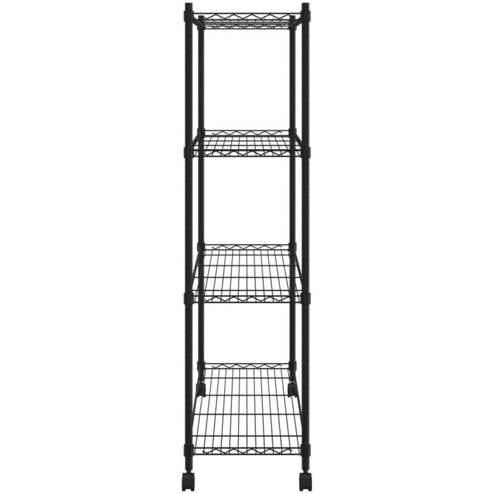 Förvaringshylla med hjul 4 hyllplan svart 200 kg vidaXL 90 x 35 x 142 cm – bild 4