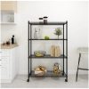 Förvaringshylla med hjul 4 hyllplan svart 200 kg vidaXL 90 x 35 x 142 cm – miniatyr 1